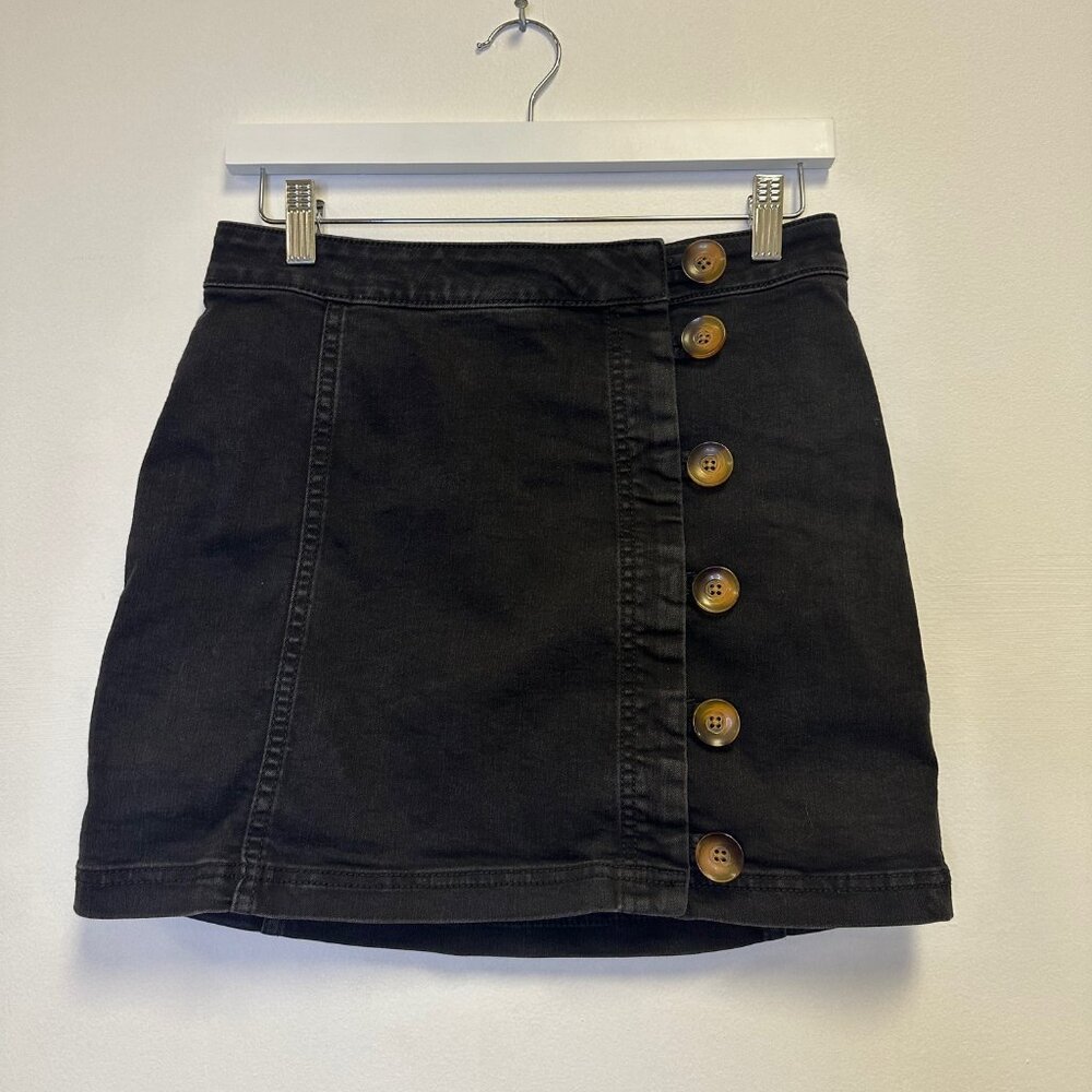 Free People Black Button Up Mini Skirt Women's Size 4
